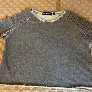 525 America Knitted Gray Sweatshirt Top with Pleated Shoulder & Long Sleeve.